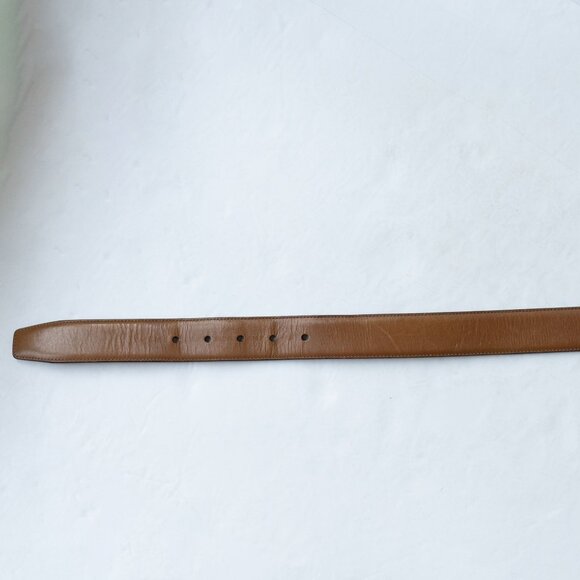 FInsbury Tan Leather Western Belt Minimalist Quiet Luxury Camel Silver Belt - Picture 3 of 11